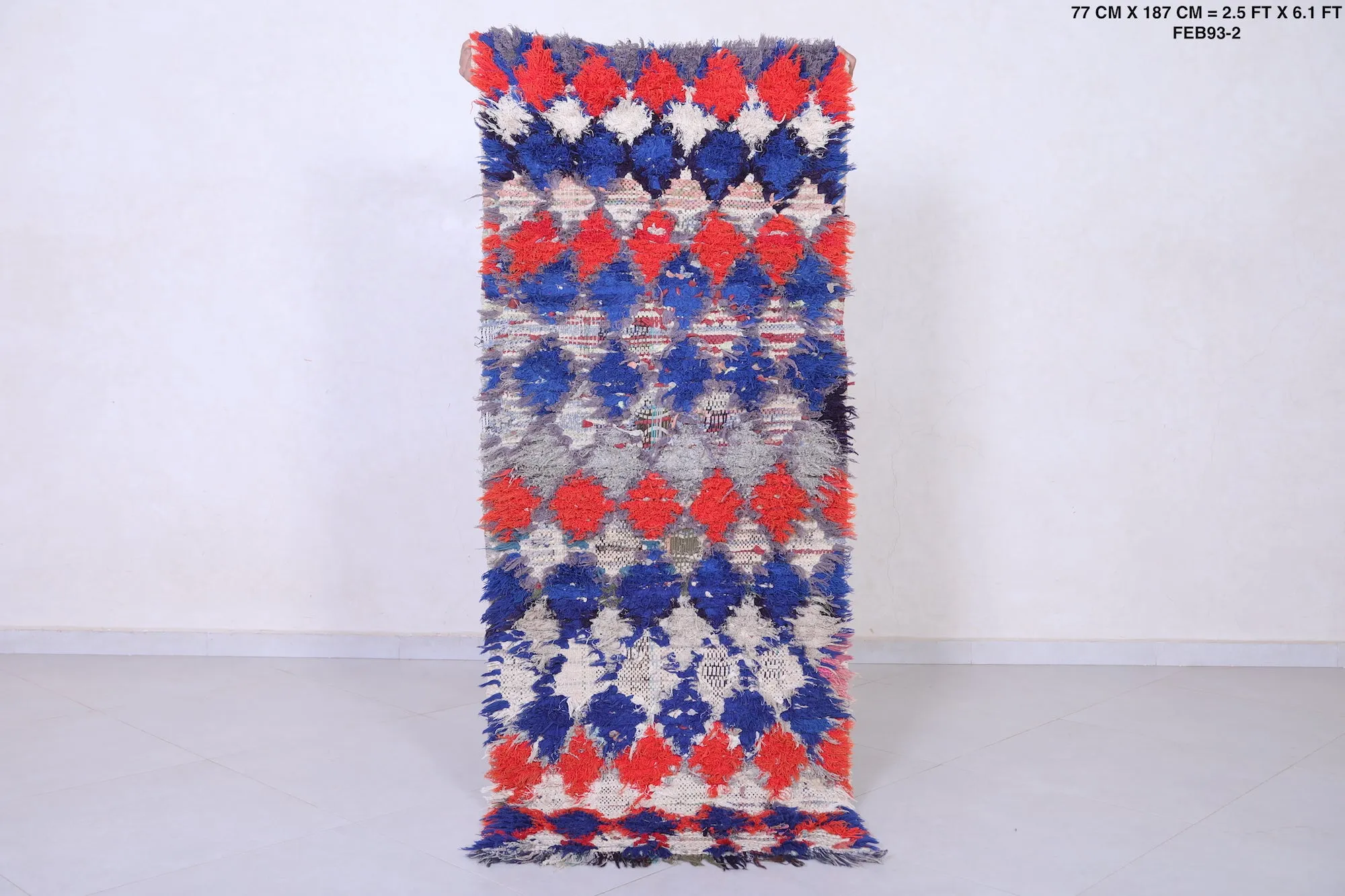Vintage Moroccan Rug Runner 2.5 X 6.1 Feet