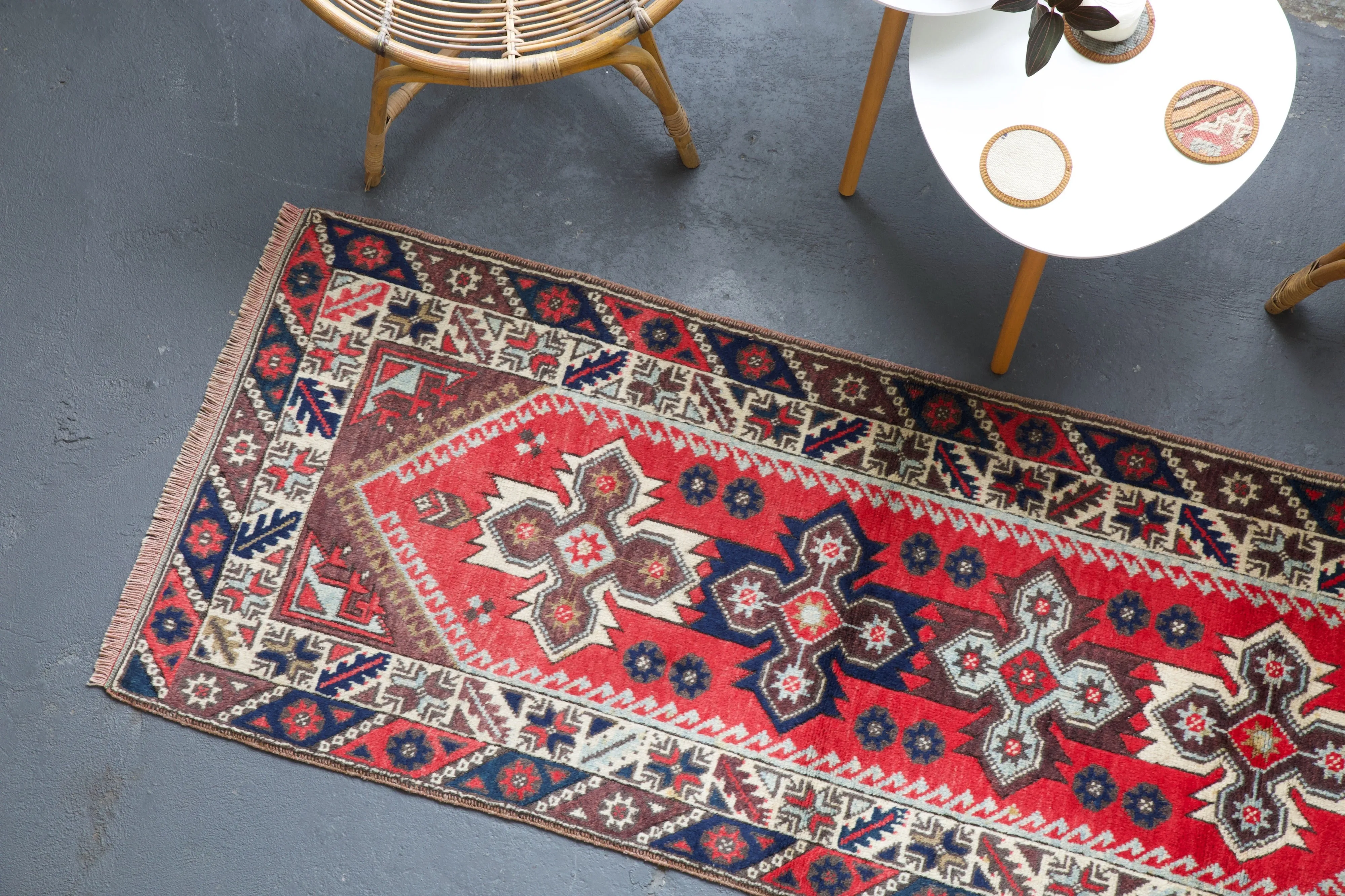 Vintage Turkish Antalya Dosemealti Runner Rug