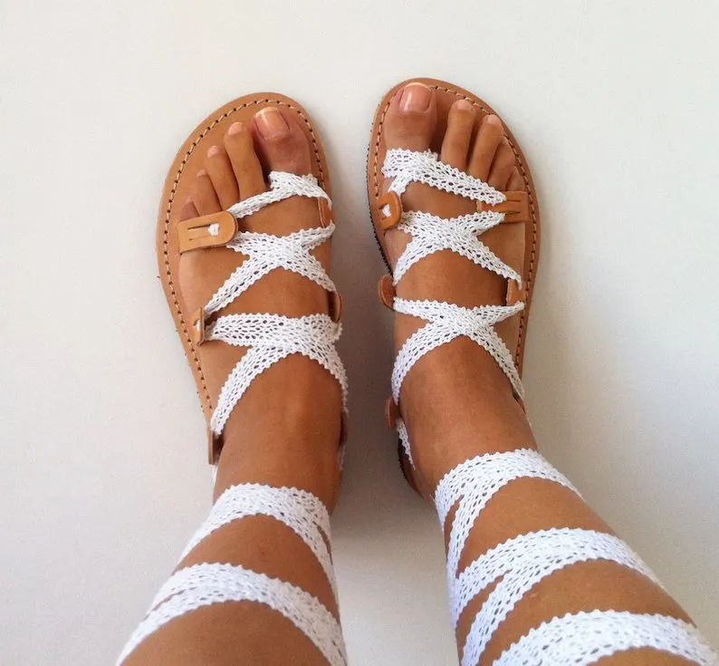 White Bridal Gladiator Sandals