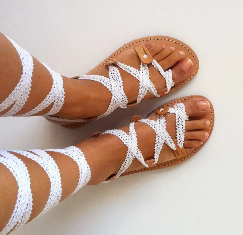 White Bridal Gladiator Sandals
